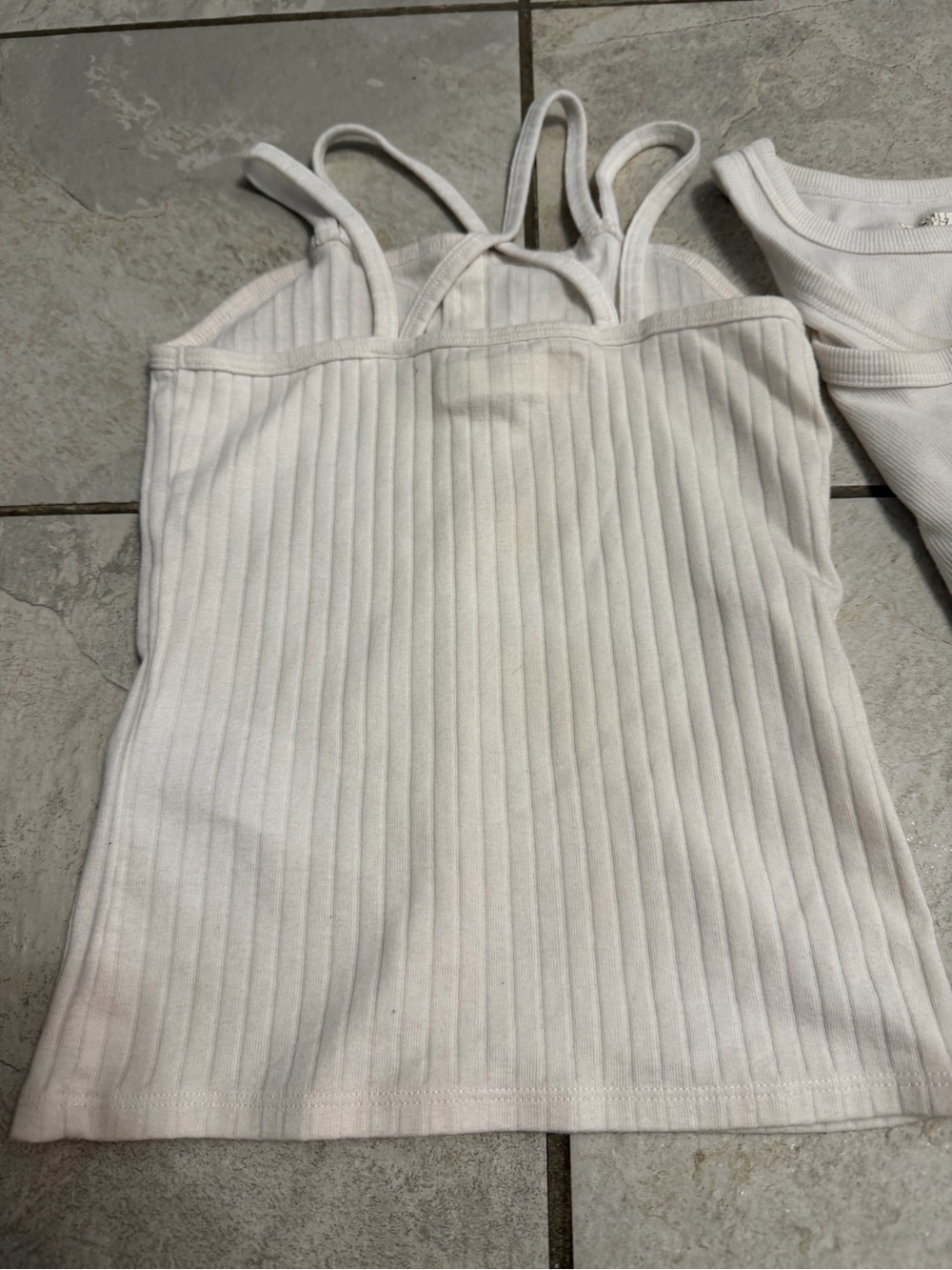 Girls' White Ribbed Tank & Button Cami Set - Picture 3 of 6
